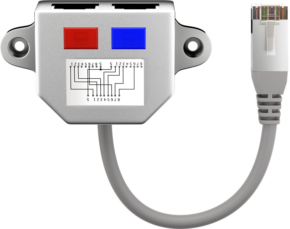 Goobay LAN-Kabel-Verteiler (Netzwerkdoppler), Y-Adapter - 2x CAT 5 Ethernet-Beschaltung: 1x 8-polig auf 2x 4-polig von Goobay