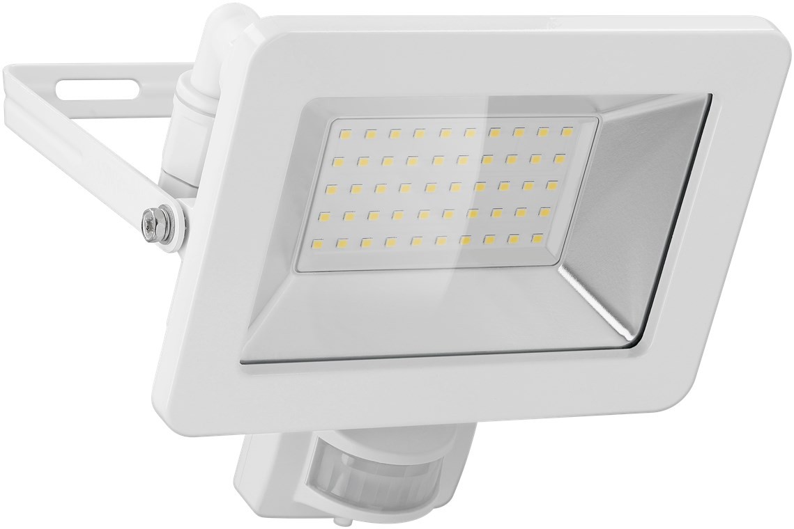 Goobay LED-Außenstrahler, 50 W, mit Bewegungsmelder - mit 4250 lm, neutralweißem Licht (4000 K), PIR-Sensor mit ON-/OFF-Funktion und M16-Kabelverschraubung, für den Außeneinsatz geeignet (IP44) von Goobay