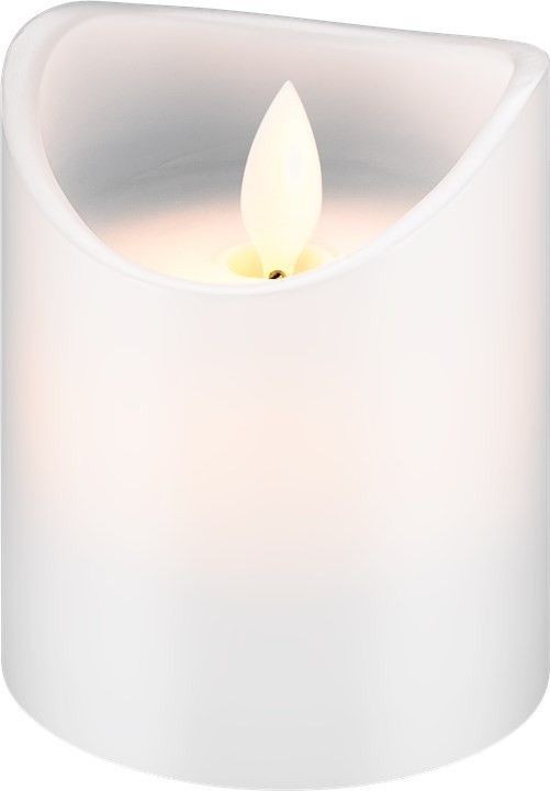 Goobay LED Echtwachs-Kerze weiß, 7,5x10 cm - wunderschöne und sichere Lichtlösung von Goobay