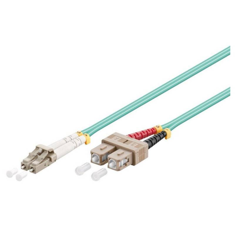 Goobay LWL Kabel Multimode OM3, LC-Stecker (UPC) > SC-Stecker (UPC), türkis - Netzwerkkabel von Goobay