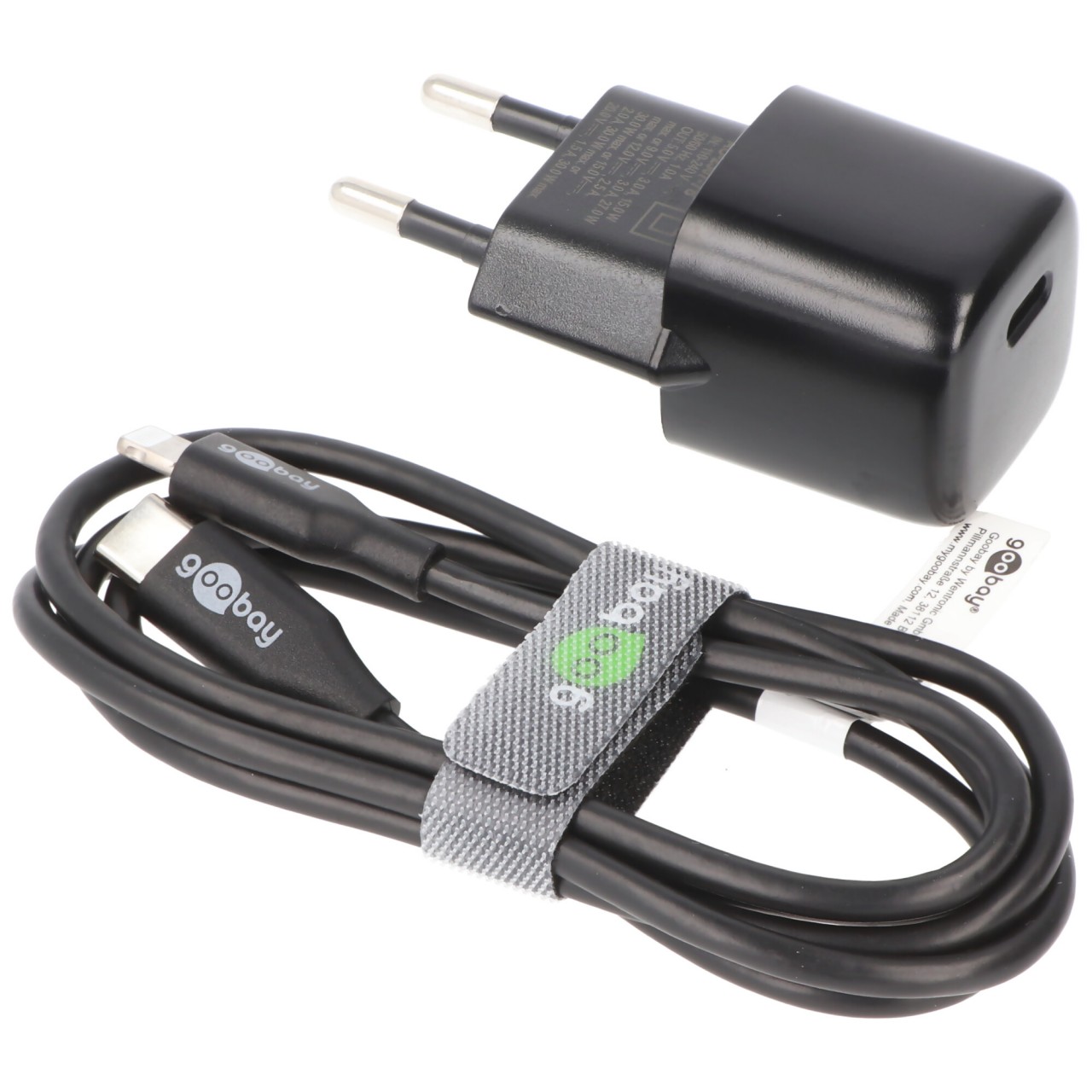 Goobay Lightning/USB-C™ PD-Ladeset 30 W, USB-C™ Netzteil 30 W inklusive USB-C™ auf Lightning  Kabel für z.B. iPhone 12 von Goobay