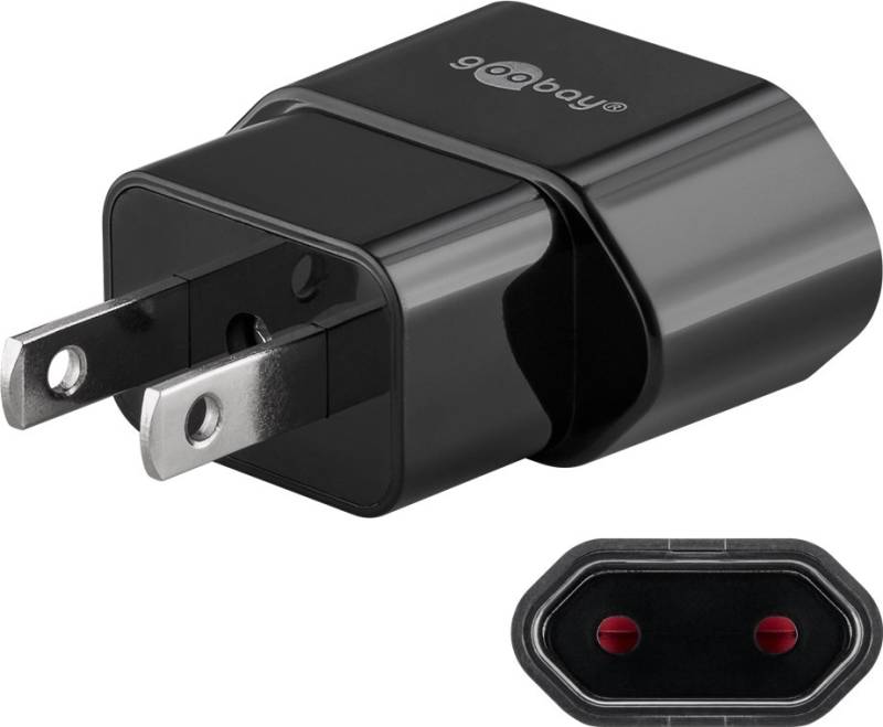 Goobay Netzadapter US/Japan, Schwarz - Eurostecker (Typ C, CEE 7/16) > US-/Japan-Stecker (Typ A, NEMA 1-15, 2-polig) von Goobay