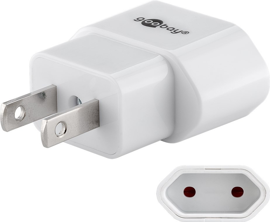 Goobay Netzadapter US/Japan, Weiß - Eurostecker (Typ C, CEE 7/16) > US-/Japan-Stecker (Typ A, NEMA 1-15, 2-polig) von Goobay