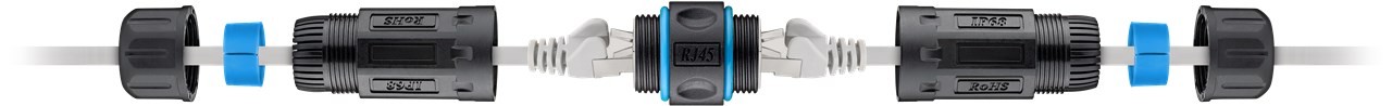 Goobay Outdoor (IP68) RJ45 Patchkabelkupplung/Netzwerkkabel Verbinder, CAT 6A - staub- und wasserdicht, 2x RJ45-Buchse (8P8C) von Goobay