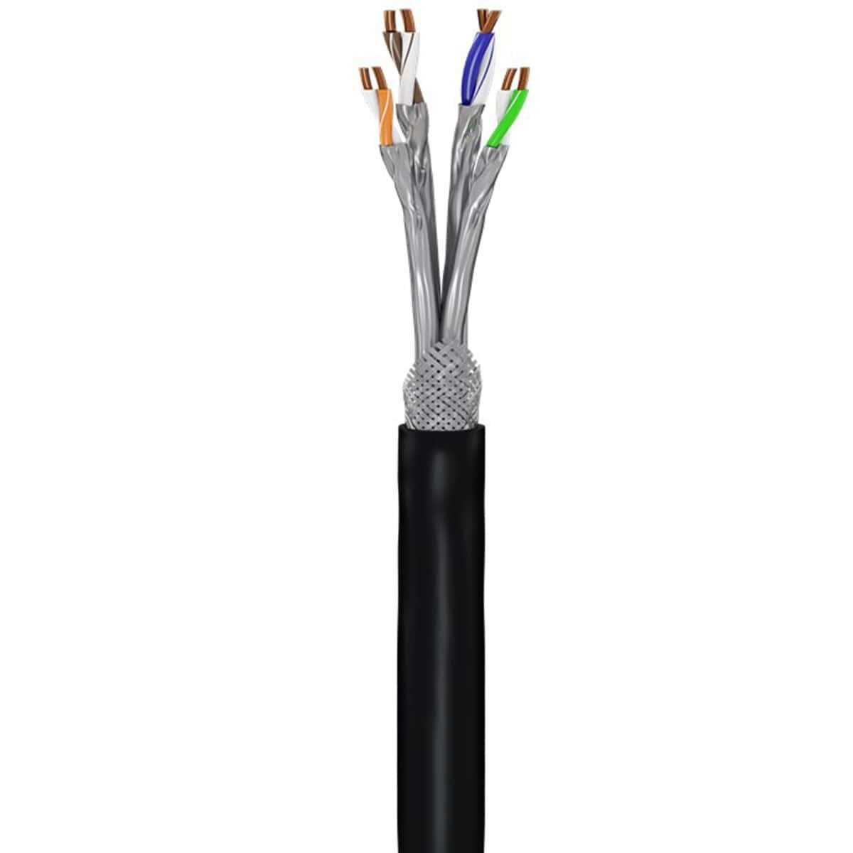 Goobay Outdoor Netzwerkkabel CAT 7 (600MHz S/FTP PiMF PE UV-beständig Schwarz 50m) von Goobay