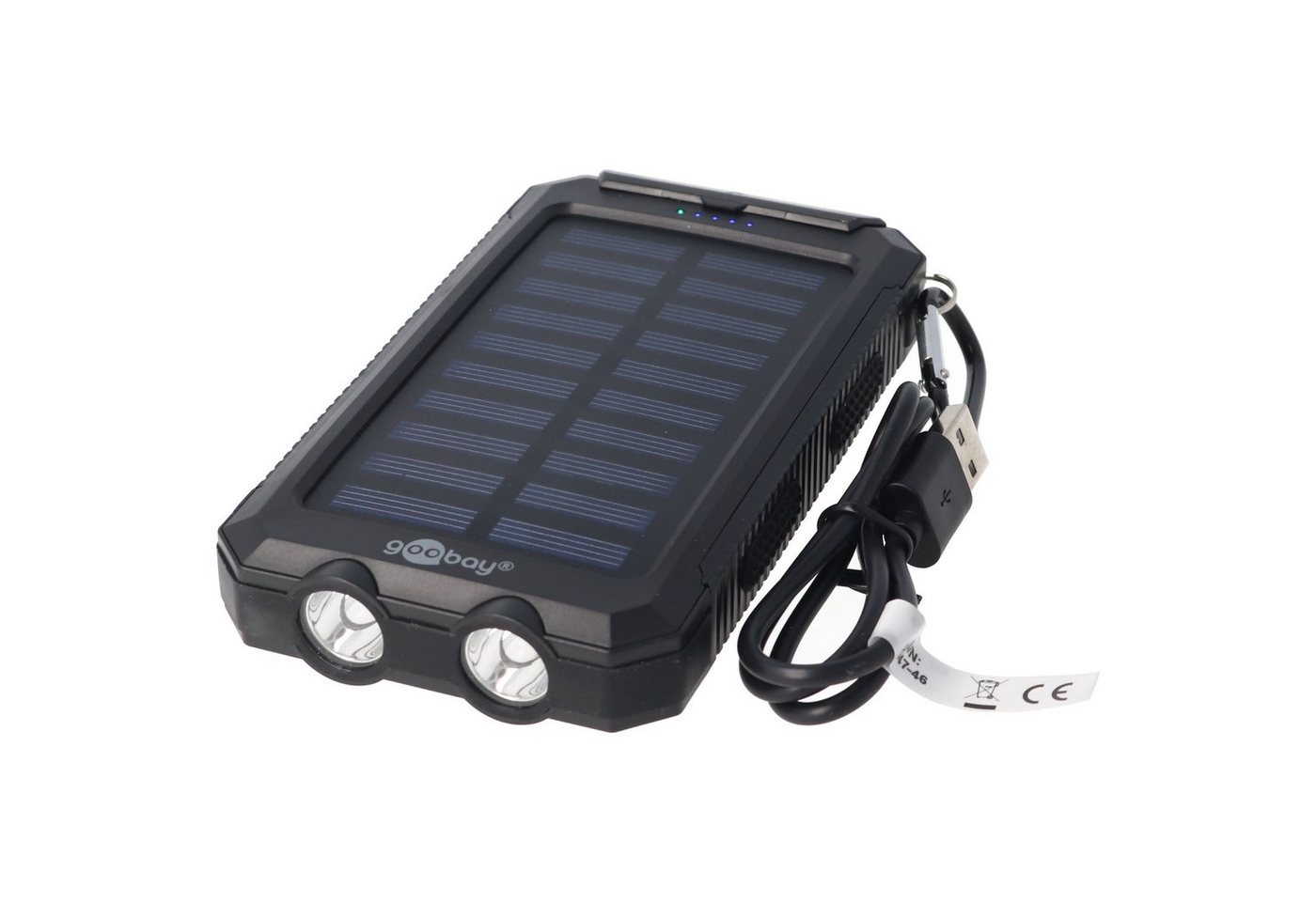 Goobay Outdoor Powerbank 8000mAh mit Solarpanel und Taschenlampenfunktion Akku 8000 mAh (3,7 V) von Goobay