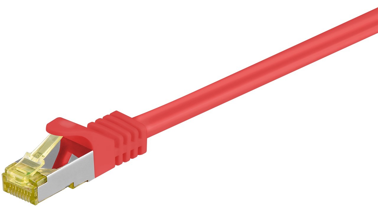Goobay RJ45 Patchkabel CAT 6A S/FTP (PiMF), 500 MHz mit CAT 7 Rohkabel, Rot von Goobay