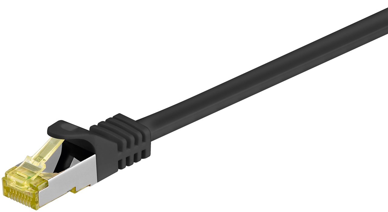 Goobay RJ45 Patchkabel CAT 6A S/FTP (PiMF), 500 MHz mit CAT 7 Rohkabel, Schwarz von Goobay