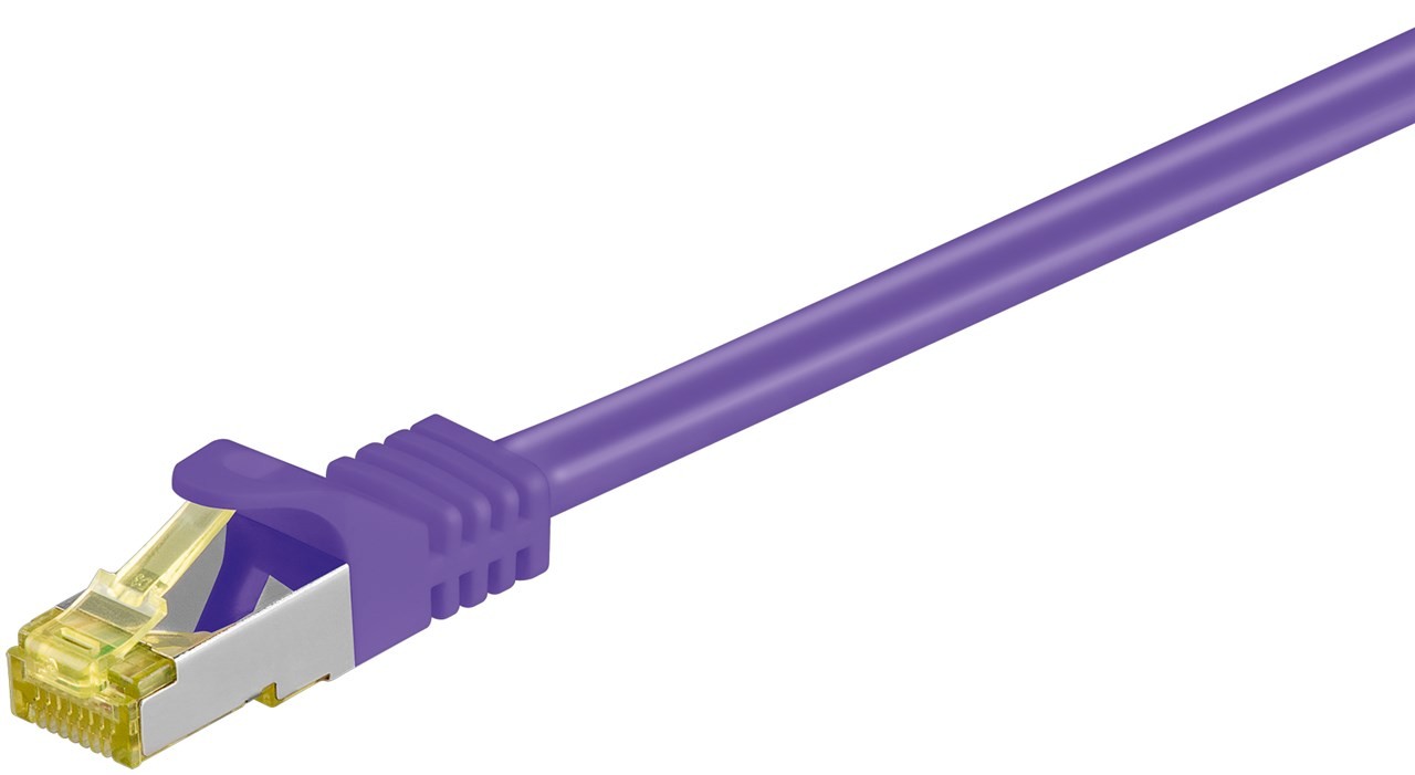 Goobay RJ45 Patchkabel CAT 6A S/FTP (PiMF), 500 MHz mit CAT 7 Rohkabel, Violett von Goobay