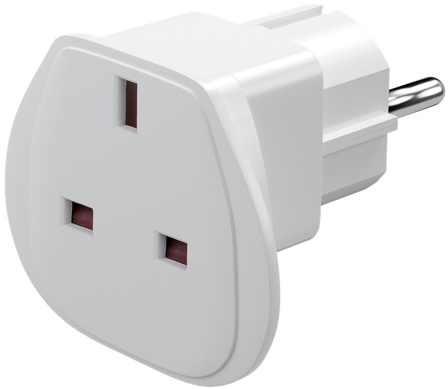 Goobay Reiseadapter UK auf EU, Weiß - UK-Buchse > Schutzkontaktstecker (Typ F, CEE 7/7) von Goobay