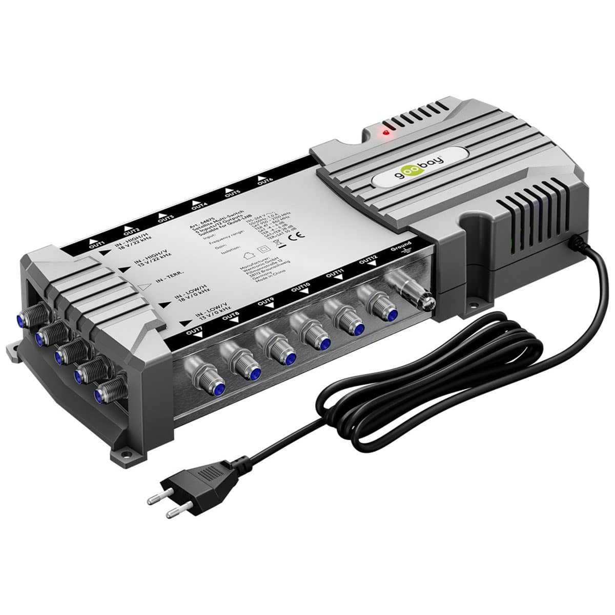 Goobay Sat-Multischalter 1 Sat / 5 Eingängen (4K & 8K UHD/DAB+ Quad & Quattro LNB tauglich) 12 Teilnehmer von Goobay