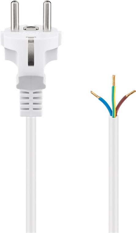 Goobay Schutzkontaktkabel zum Konfektionieren, 1,5 m, Weiß - Schutzkontaktstecker (Typ F, CEE 7/7) > lose Kabelenden von Goobay