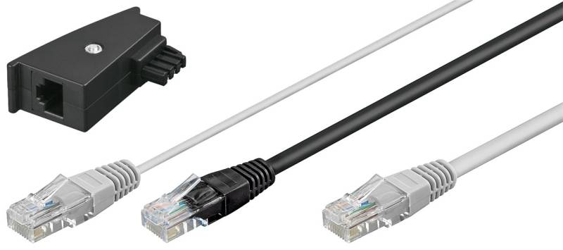 Goobay TAE Telefon Adapter Stecker - 2x RJ45-Stecker > RJ45-Stecker (8P8C) + TAE-F-Stecker von Goobay