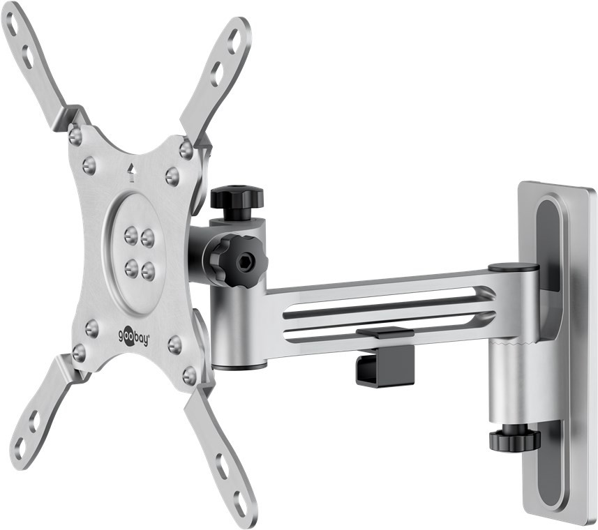 Goobay TV-Wandhalterung Caravan FULLMOTION (M), silber - Halterung für Fernseher von 13 bis 43 Zoll (33 – 109 cm), max. 15 kg, vollbeweglich: schwenkbar, neigbar, bis zu 23,6 cm ausziehbar von Goobay