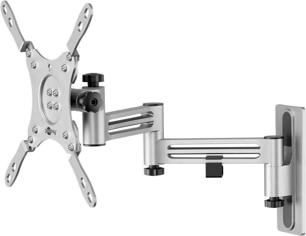Goobay TV-Wandhalterung Caravan FULLMOTION (M), silber - Halterung für Fernseher von 13 bis 43 Zoll (33 – 109 cm), max. 15 kg, vollbeweglich: schwenkbar, neigbar, bis zu 38,6 cm ausziehbar von Goobay