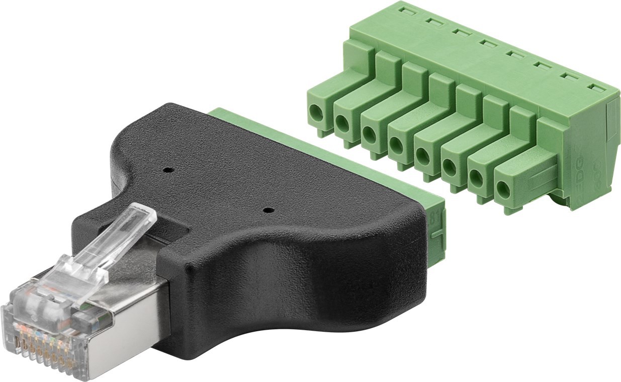 Goobay Terminal Block 8-pin > RJ45-Stecker (8P8C) - abnehmbare Schraubbefestigung, 2-teilig von Goobay