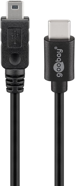 Goobay USB 2.0 Kabel USB-C™ auf Mini-B 2.0, schwarz - USB 2.0-Mini-Stecker (Typ B, 5-Pin) > USB-C™-Stecker von Goobay