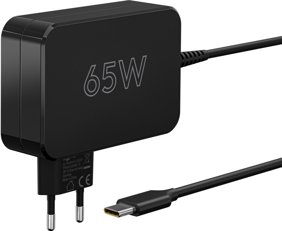 Goobay USB-C™-Ladegerät für Laptops (65 W) schwarz - kompaktes Notebook-Netzteil mit Schnellladefunktion (Power Delivery) von Goobay