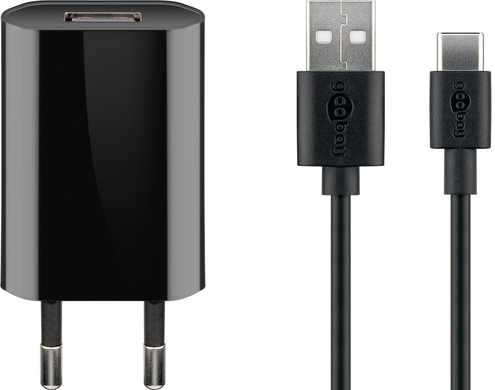 Goobay USB-C™ Ladeset 1 A - Netzteil mit Type-C™  Kabel 1m (Schwarz) von Goobay