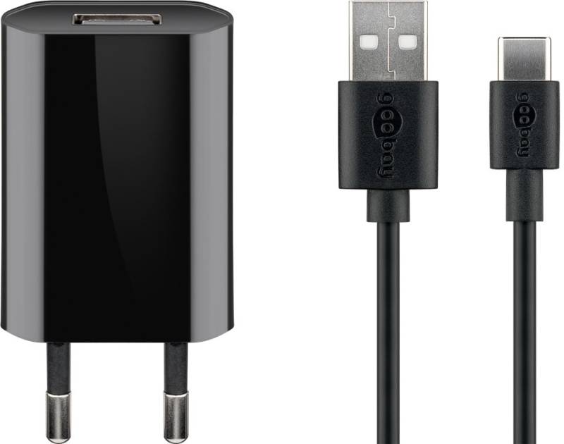 Goobay USB-C™ Ladeset 1 A - Netzteil mit Type-C™  Kabel 1m (Schwarz) von Goobay