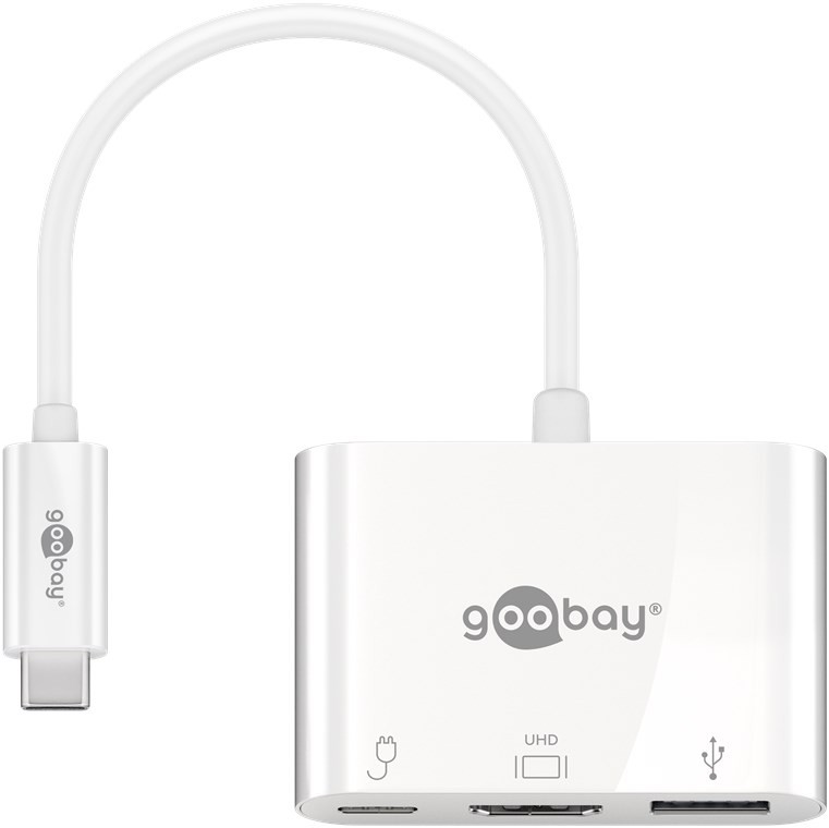 Goobay USB-C™ Multiport-Adapter HDMI, PD, weiß - erweitert ein USB-C™ Gerät um einen HDMI™- und einen USB 3.0- Anschluss von Goobay