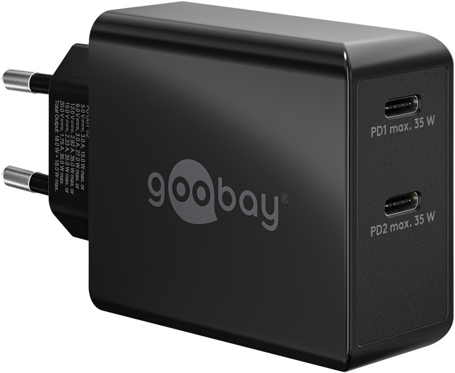 Goobay USB-C™ PD Dual-Schnellladegerät (36 W) schwarz von Goobay