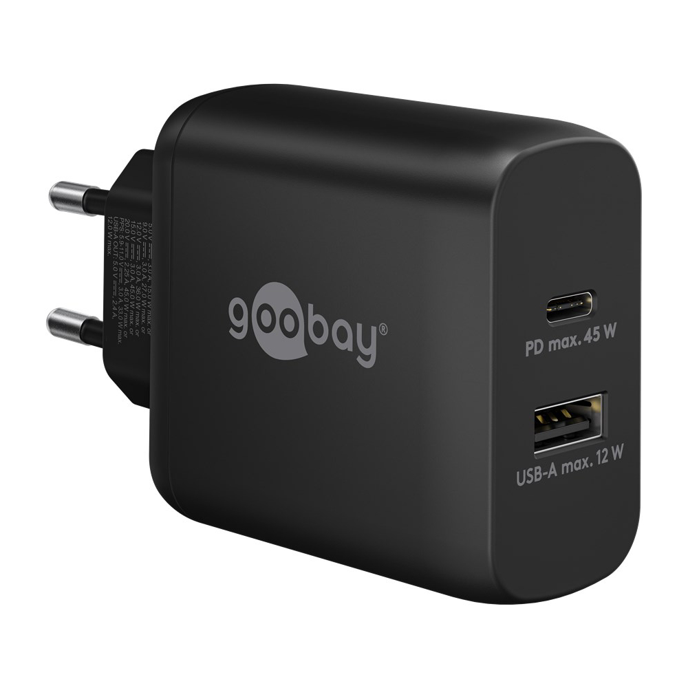 Goobay USB-C™ PD Dual-Schnellladegerät (45 W) schwarz von Goobay