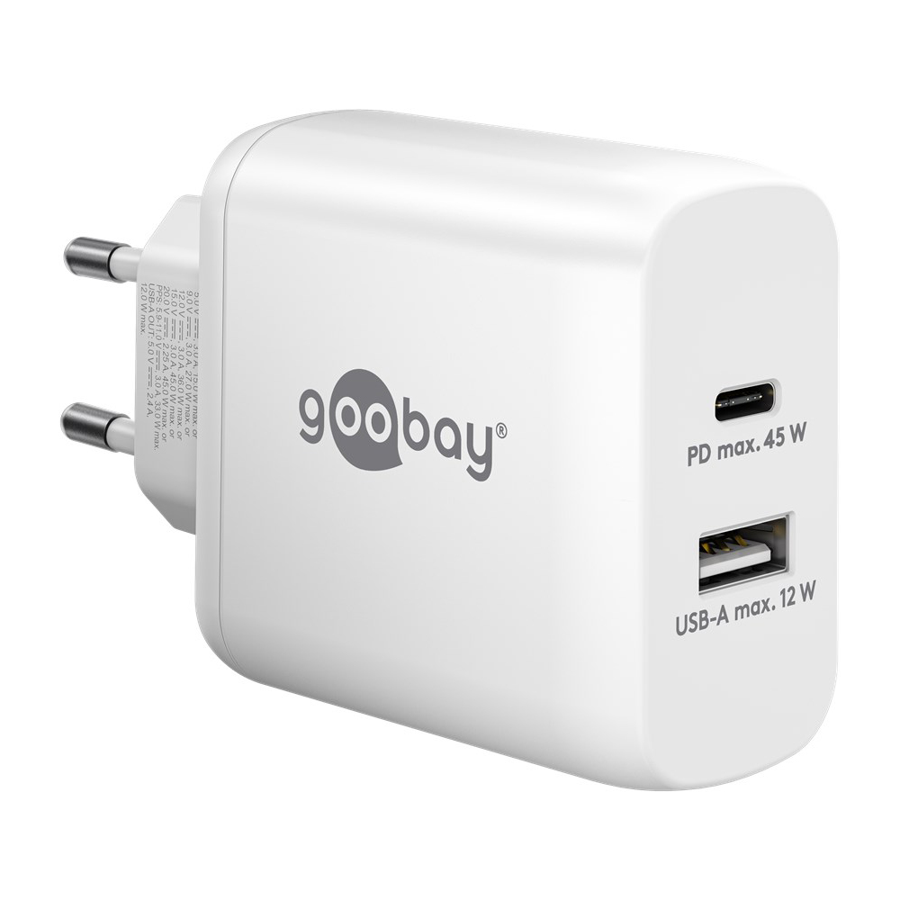 Goobay USB-C™ PD Dual-Schnellladegerät (45 W) weiß von Goobay