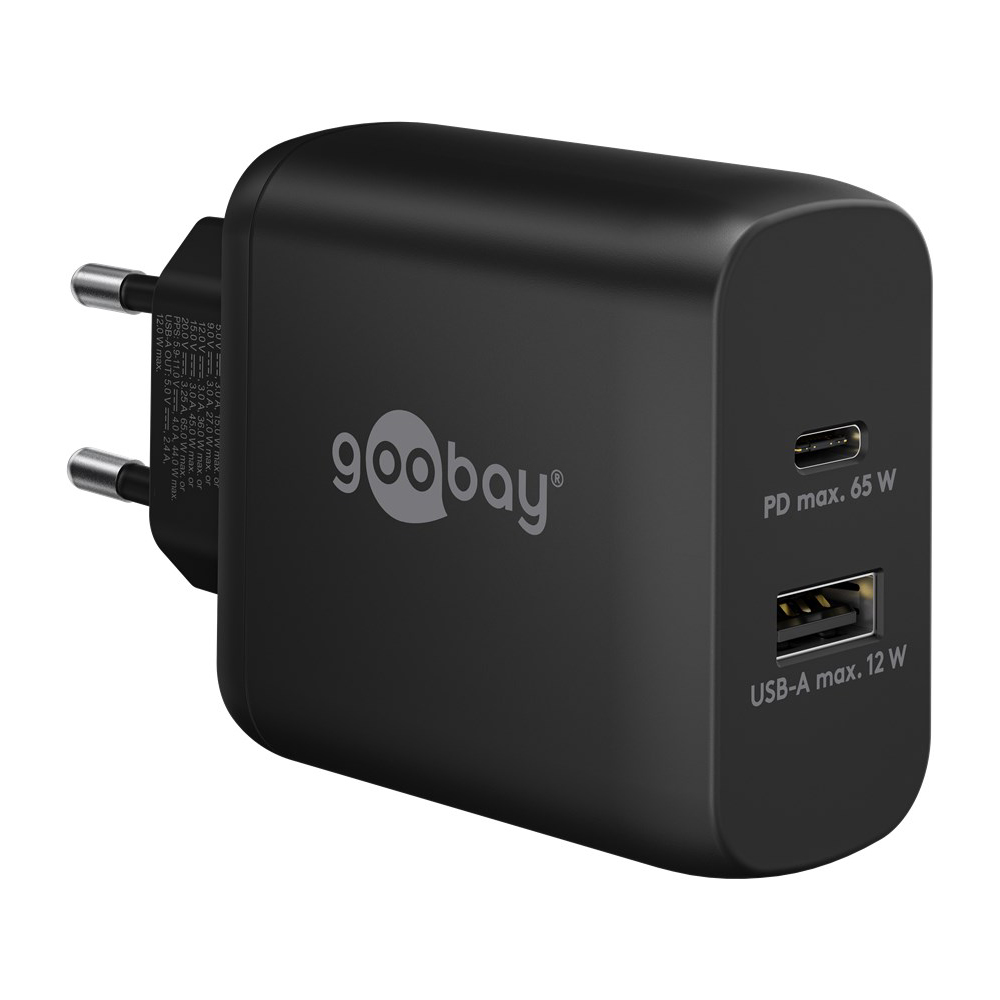 Goobay USB-C™ PD Dual-Schnellladegerät (65 W) schwarz von Goobay