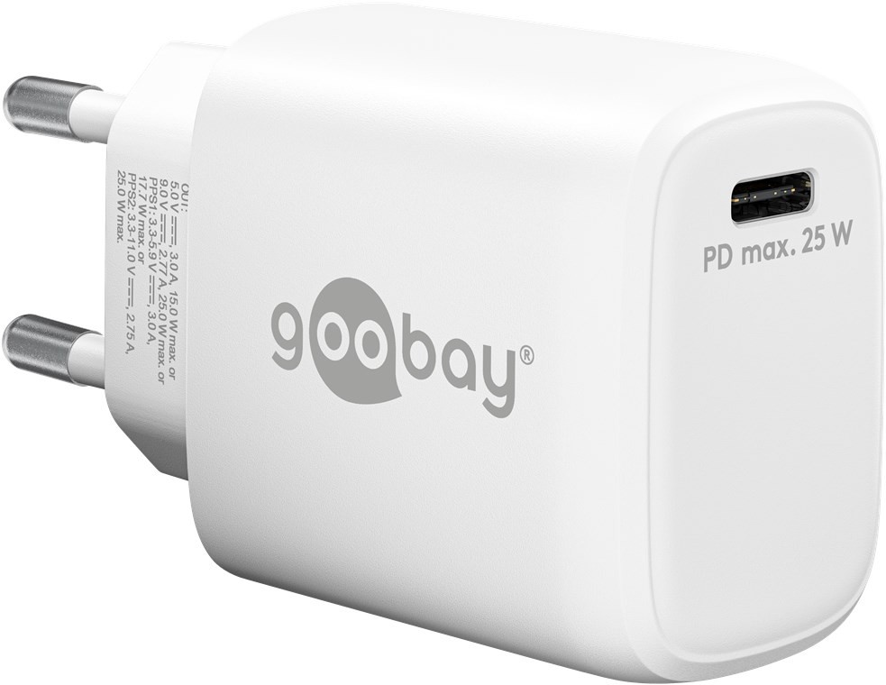 Goobay USB-C™ PD Schnellladegerät (25 W) weiß - 1x USB-C™-Anschluss (Power Delivery) - weiß von Goobay