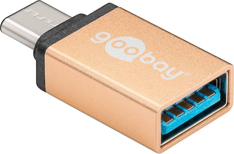 Goobay USB-C 3.0 Adapter, Metall, C Stecker  A Buchse - Farbe: gold USB-Kabel von Goobay