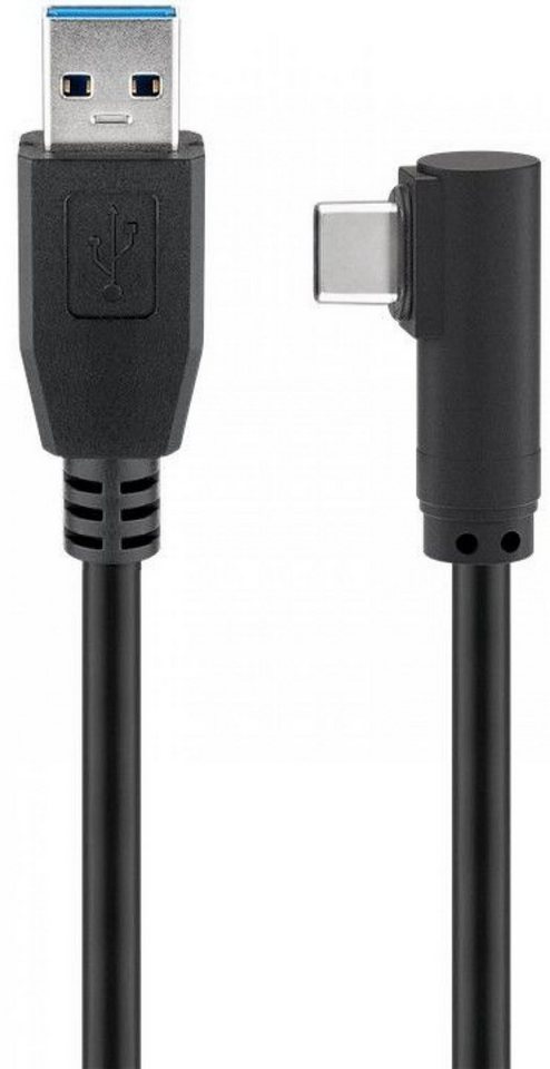 Goobay USB-C 3.0 Kabel A Stecker  C Stecker 90° seitlich gewinkelt schwarz - USB-Kabel, (50 cm) von Goobay