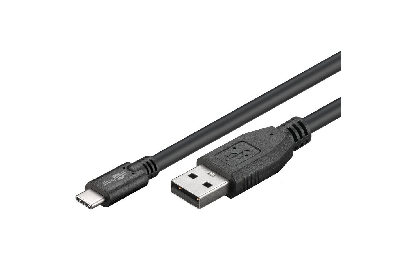 Goobay USB-C auf USB-A Kabel USB 2.0 USB-Kabel, USB Typ A, USB-C (180 cm), High-Speed-Datenübertragung bis 480 Mbit/s, Vernickelte Stecker, Schwarz von Goobay