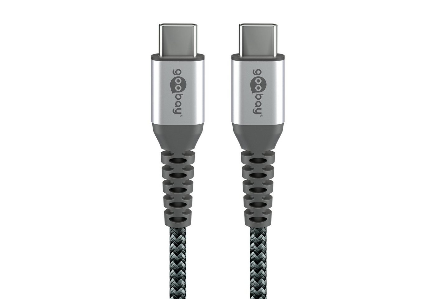 Goobay USB-C auf USB-C Kabel mit Textilmantel und Metallsteckern USB-Kabel, USB-C, USB-C (50 cm), 60 W Leistung, 480 Mbit/s Datenübertragungsrate, Grau von Goobay