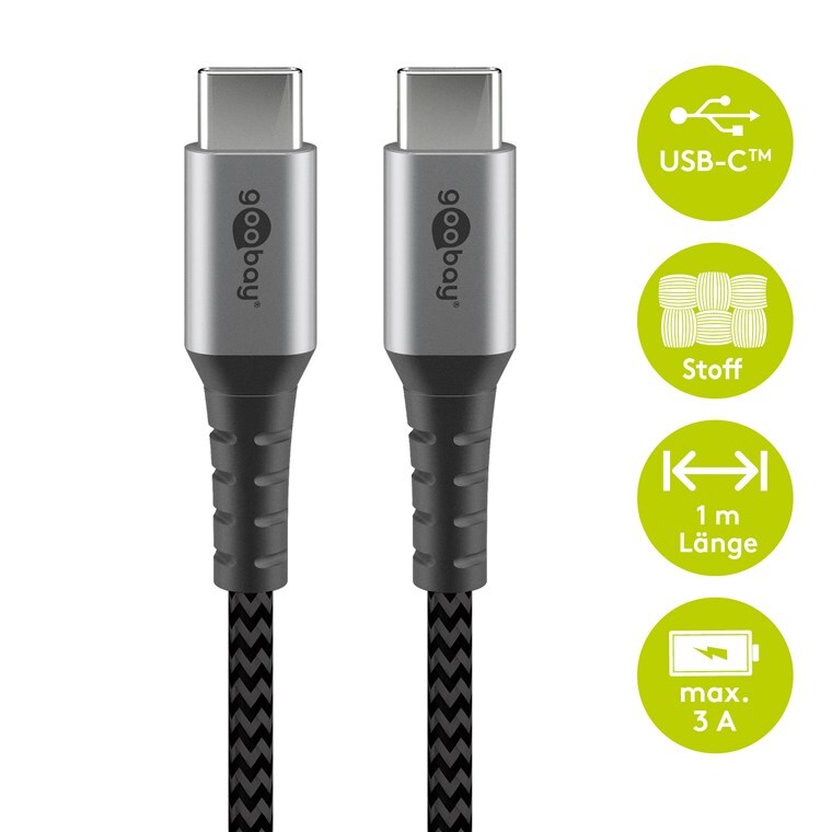 Goobay USB-C auf USB-C mit Metallsteckern, grau, 1m Goobay USB-C auf USB-C mit Metallsteckern, grau, 1m von Goobay