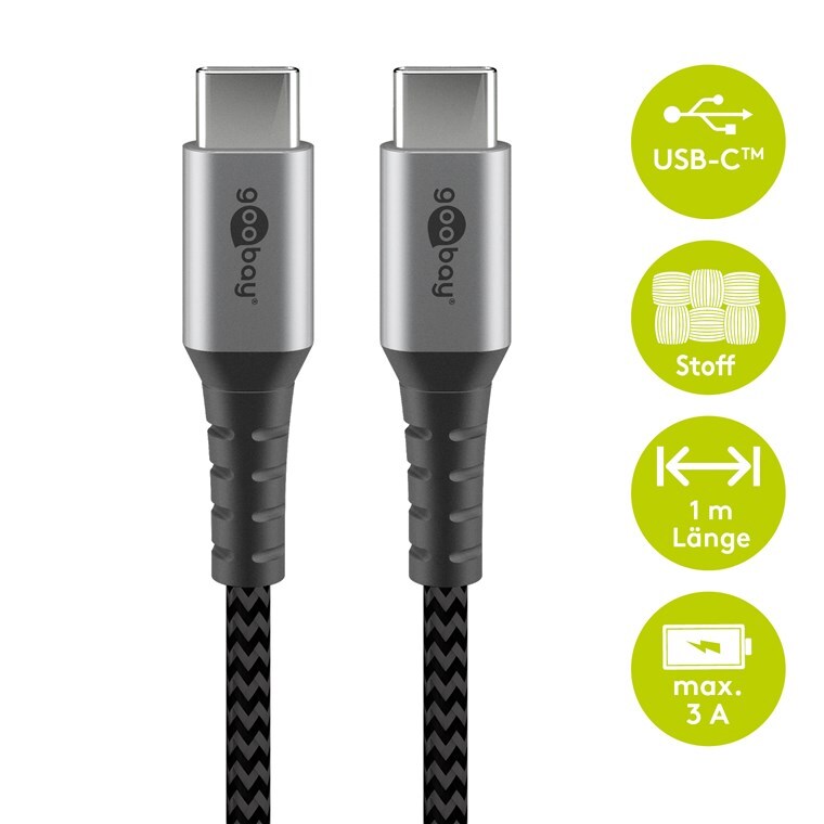 Goobay USB-C auf USB-C mit Metallsteckern, grau, 1m von Goobay