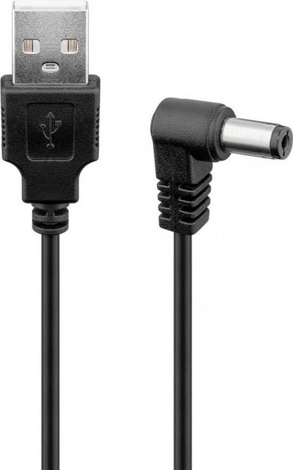 Goobay USB Strom Adapterkabel, A Stecker  Hohlstecker 5,5 x 2,5mm gewinkelt, Netzkabel, (150 cm) von Goobay