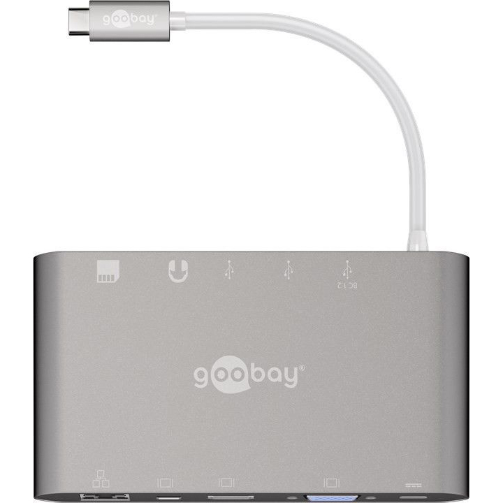 Goobay USB Typ-C Multiport Adapter [HDMI, VGA, MiniDP, USB 3.0 A-& USB-C-Stecker] von Goobay