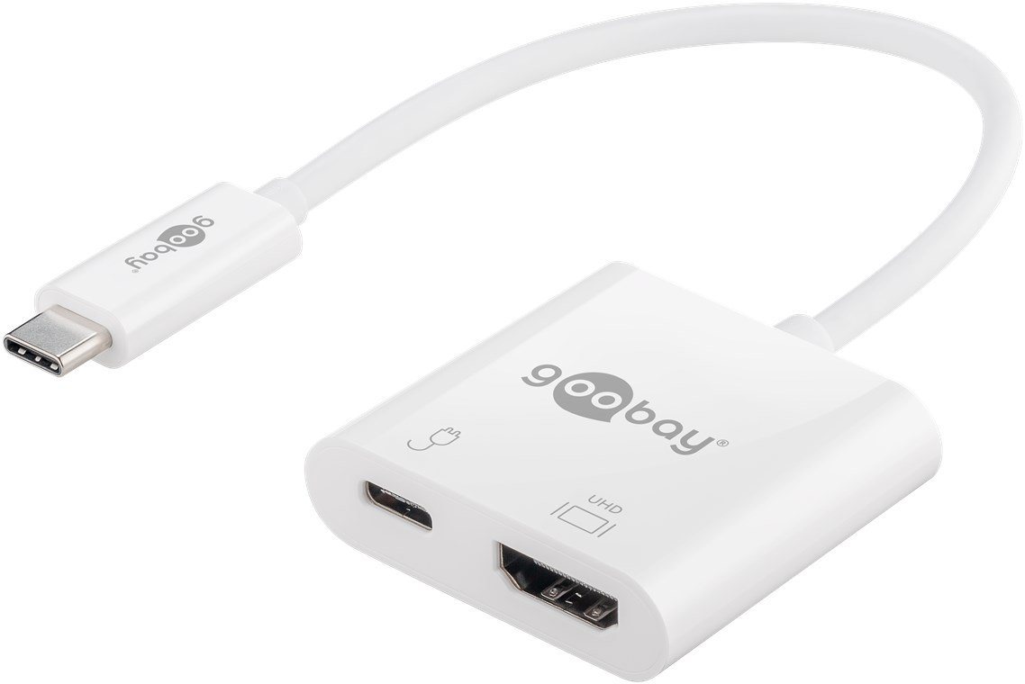 Goobay USB-Verteiler USB-C Multiport Adapter HDMI & USB-C PD Buchse (4K @ 60 Hz), Anschlüsse 1x HDMI / 1x USB-C 60 W Power Delivery von Goobay