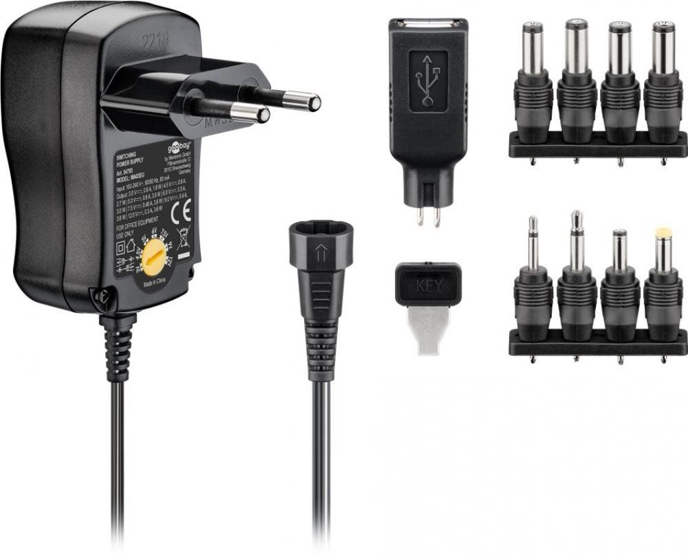 Goobay Universal Schaltnetzteil 3-12V DC 300mA mit USB & 8 DC-Steckern eco Netzteil Goobay Universal Schaltnetzteil 3-12V DC 300mA mit USB & 8 DC-Steckern eco Netzteil von Goobay