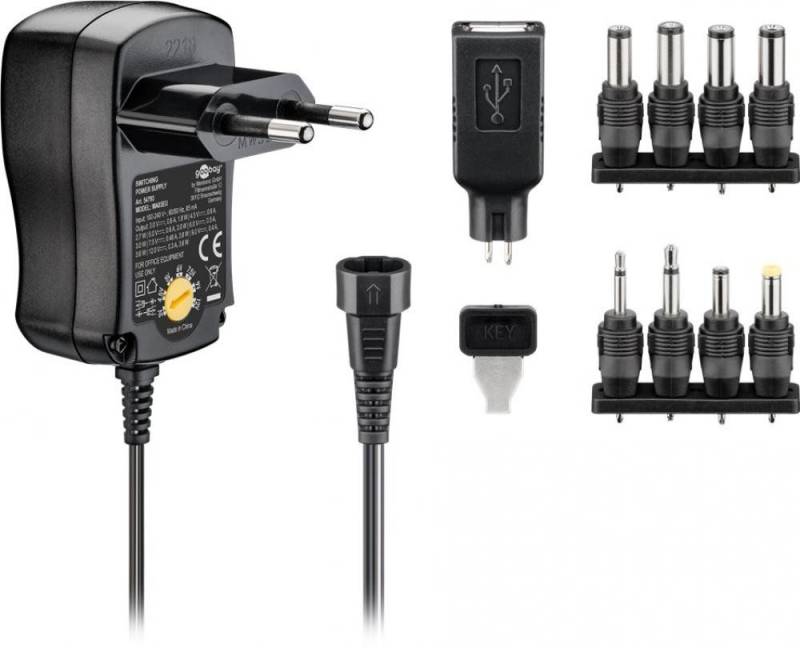 Goobay Universal Schaltnetzteil 3-12V DC 300mA mit USB & 8 DC-Steckern eco Netzteil von Goobay