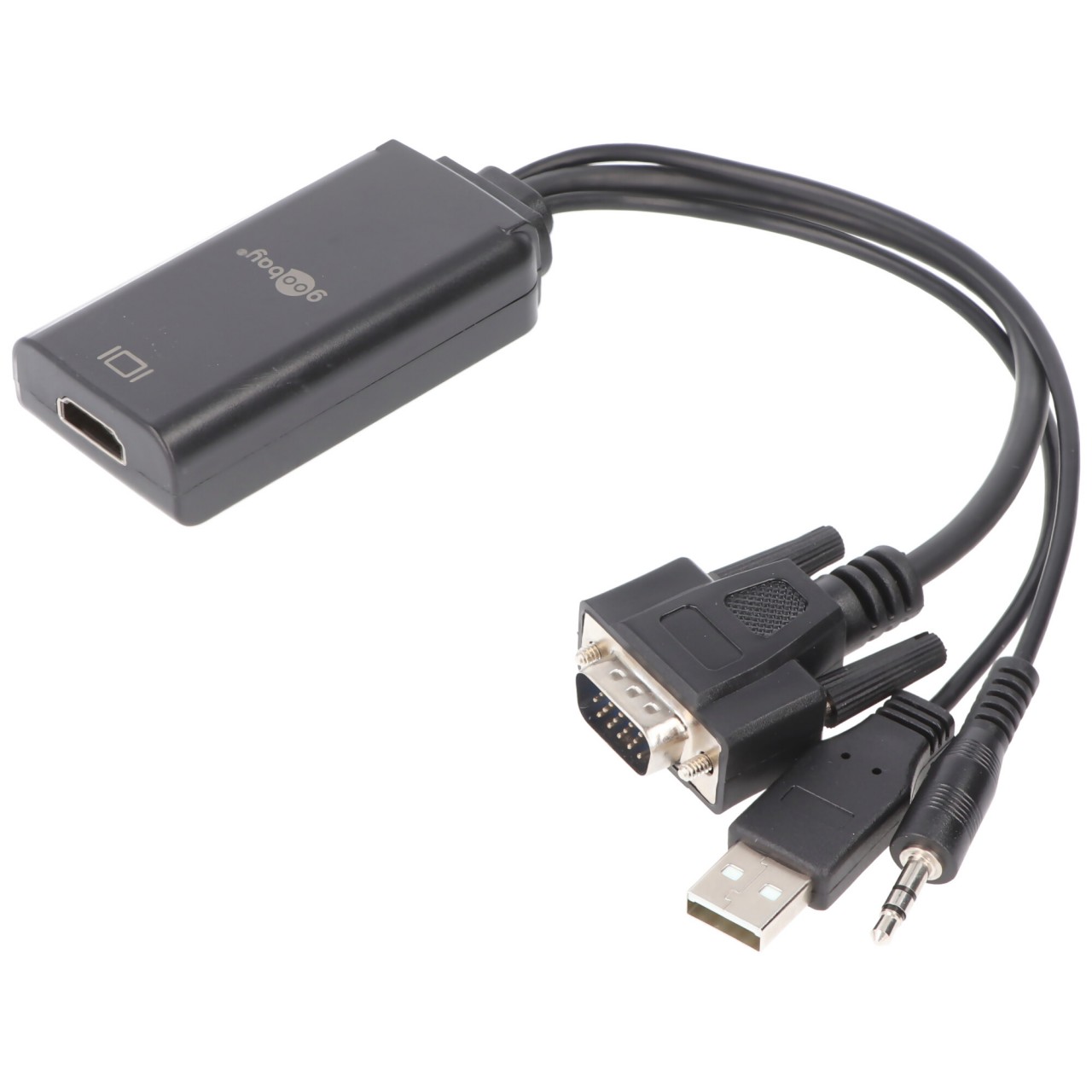 Goobay VGA/HDMI™-Adapterkabel - VGA-Stecker (15-polig) + Klinke 3,5 mm Stecker (3-Pin, stereo) > USB 2.0-Stecker (Typ A) von Goobay
