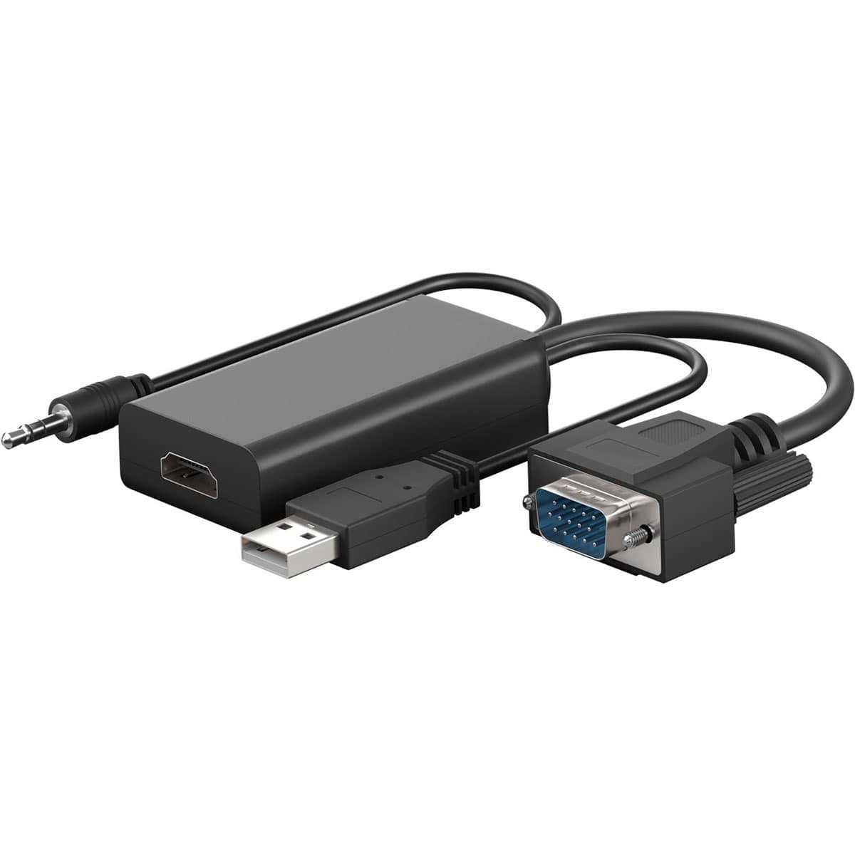 Goobay VGA auf HDMI Adapter mit 3.5mm-Klinke Audio (61259 15-Polig 3-Pin Stereo USB Full HD) von Goobay