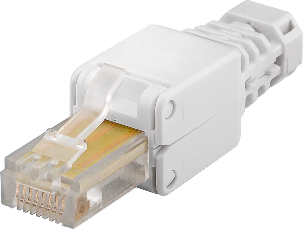 Goobay Werkzeugfreier RJ45 Stecker CAT 5e UTP ungeschirmt - Für 3 Kabeldurchmesser (5,2 mm/6,4 mm/7,5 mm), Klemmleiste für werkzeugfreie LSA-Montage von Goobay