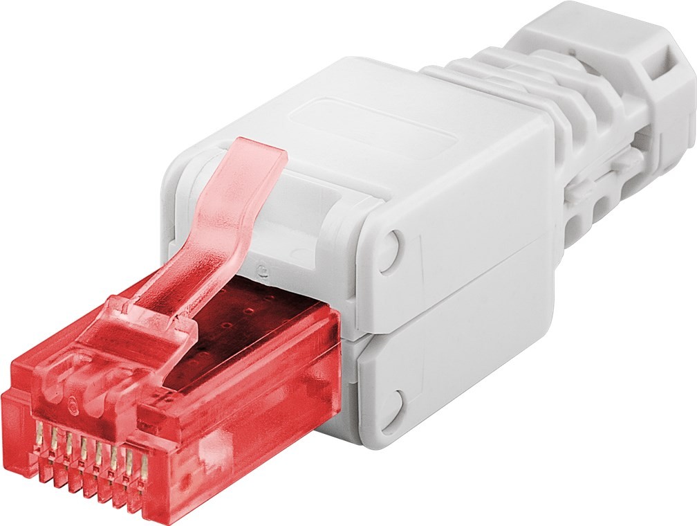 Goobay Werkzeugfreier RJ45 Stecker CAT 6 UTP ungeschirmt - Für 3 Kabeldurchmesser (5,2 mm/6,4 mm/7,5 mm), Klemmleiste für werkzeugfreie LSA-Montage von Goobay
