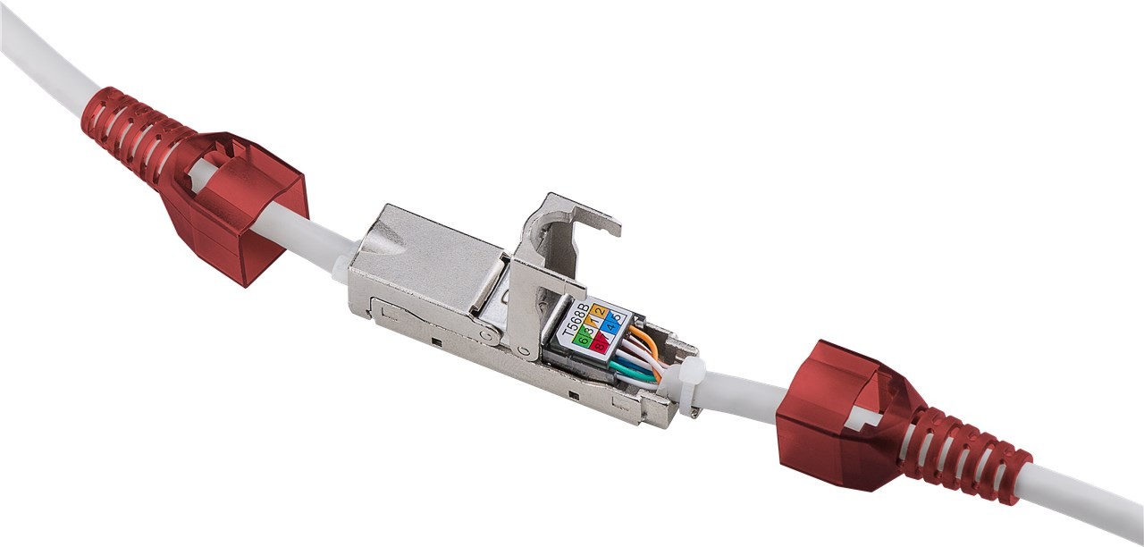 Goobay Werkzeugloser Kabel Verbinder "slim" CAT 6, STP geschirmt - Klemmleiste für LSA Montage (werkzeugfrei) von Goobay