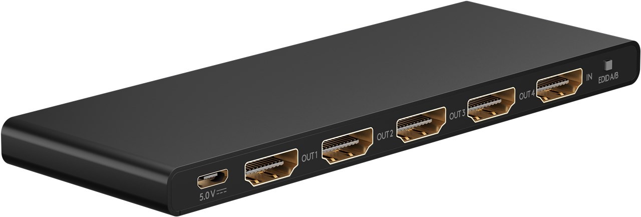 HDMI Splitter 1x HDMI™-Eingangssignal auf 4x HDMI™-Ausgänge auf, maximal 4K Ultra HD 2160p (60 Hz) möglich von Goobay