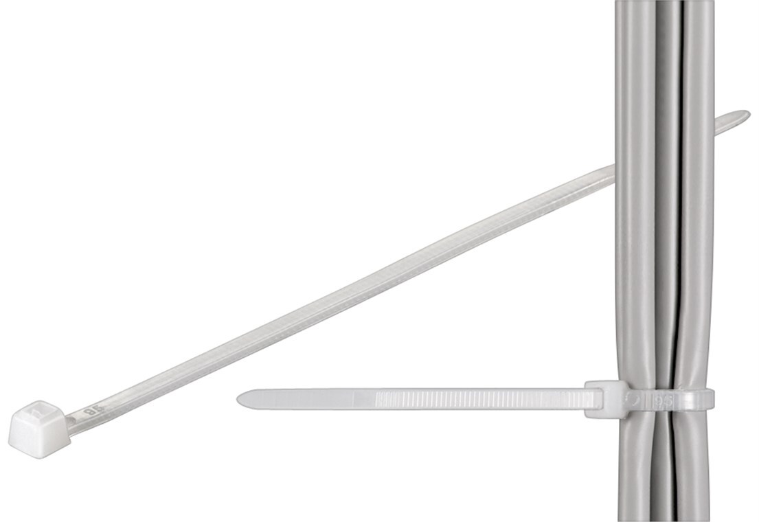Kabelbinder, wetterfester Nylon, transparent 3,5 mm breit und 30 cm lang, transparent von Goobay
