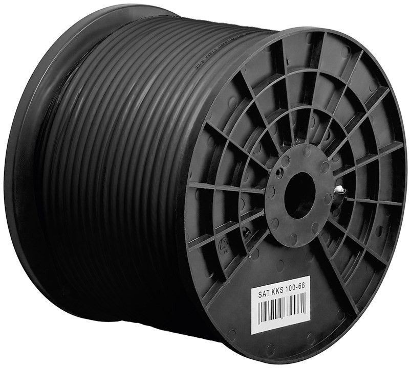 Koaxial Kabel 100 Meter Länge 100 dB, doppelt geschirmt, auch für Outdoor geeignet, digitaltauglich für HDTV von Goobay