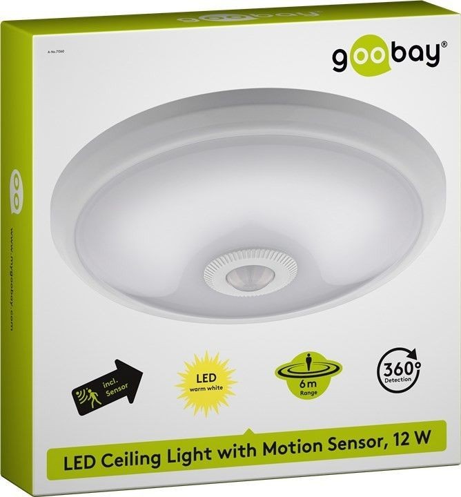 LED Deckenleuchte mit Bewegungsmelder 360 Grad Erfassung, 6 m Reichweite, für Innen (IP20), integrierte LEDs warm-weiß, einstellbare Abschaltzeit [EEK: A] von Goobay